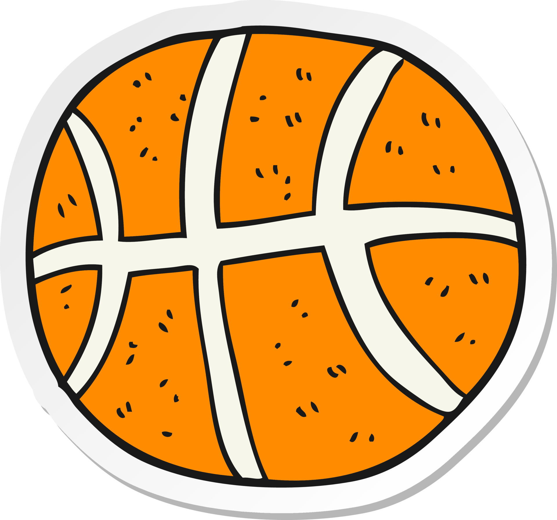 adesivo de uma bola de basquete de desenho animado 12359308 Vetor
